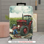 1-Piece Rustic Farm Tractor Countryside Landscape Harvest  Suitcase Luggage Cover, Stretch Protective Sleeve