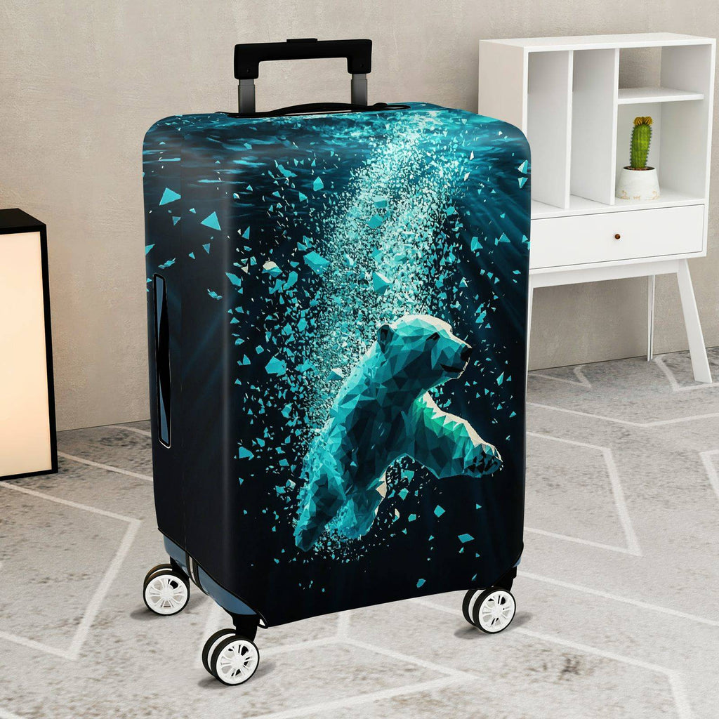 1-Piece Geometric Polar Bear Ocean Ice Abstract Artistic  Suitcase Luggage Cover, Stretch Protective Sleeve
