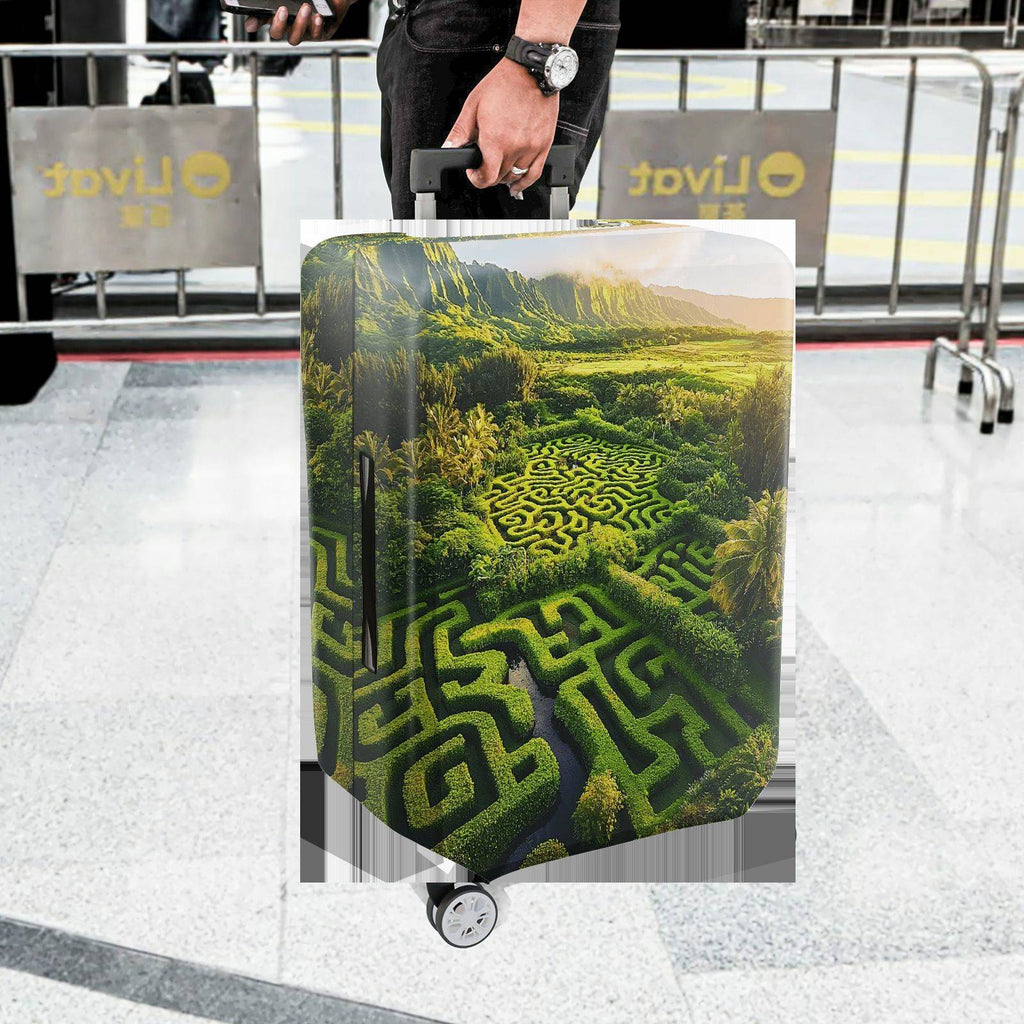 1-Piece Green Maze Landscape Nature Scenic Art  Suitcase Luggage Cover, Stretch Protective Sleeve