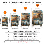 1-Piece Mountain Forest Animal Cat Landscape Nature  Suitcase Luggage Cover, Stretch Protective Sleeve