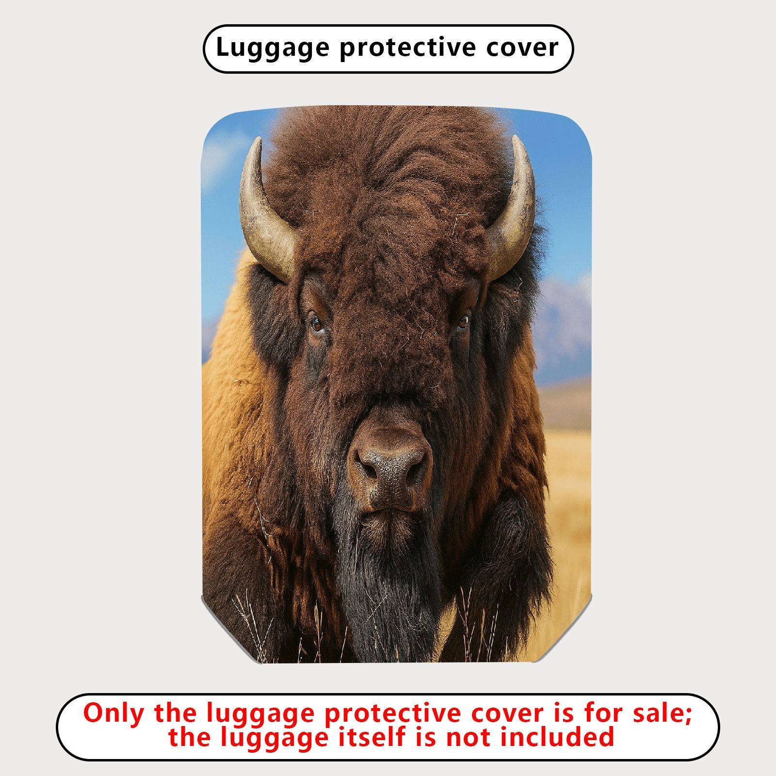 1-Piece Animal Wildlife Nature Scenery Western Landscape Buffalo  Suitcase Luggage Cover, Stretch Protective Sleeve
