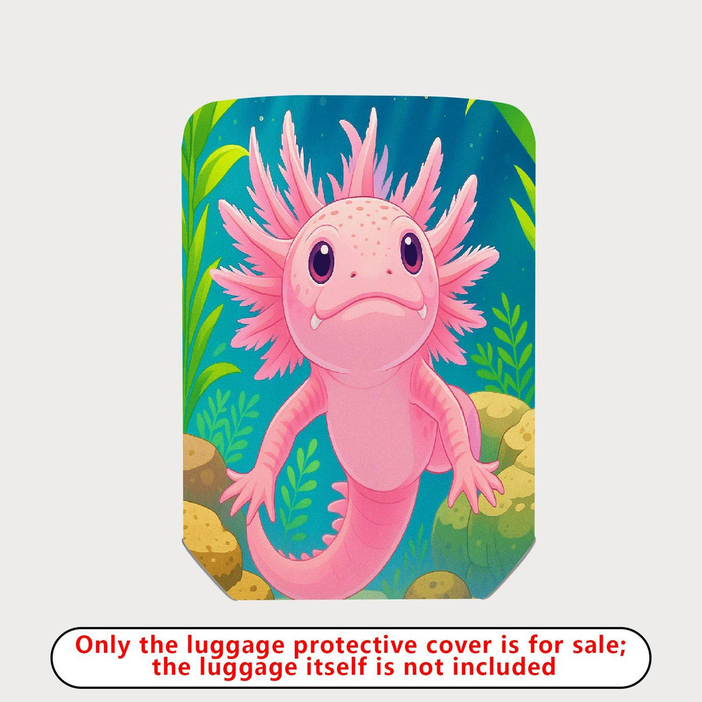 1-Piece Axolotl Underwater Cute Playful Fun Whimsical  Suitcase Luggage Cover, Stretch Protective Sleeve