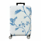 1-Piece White Blue Floral Branch Art Design  Suitcase Luggage Cover, Stretch Protective Sleeve