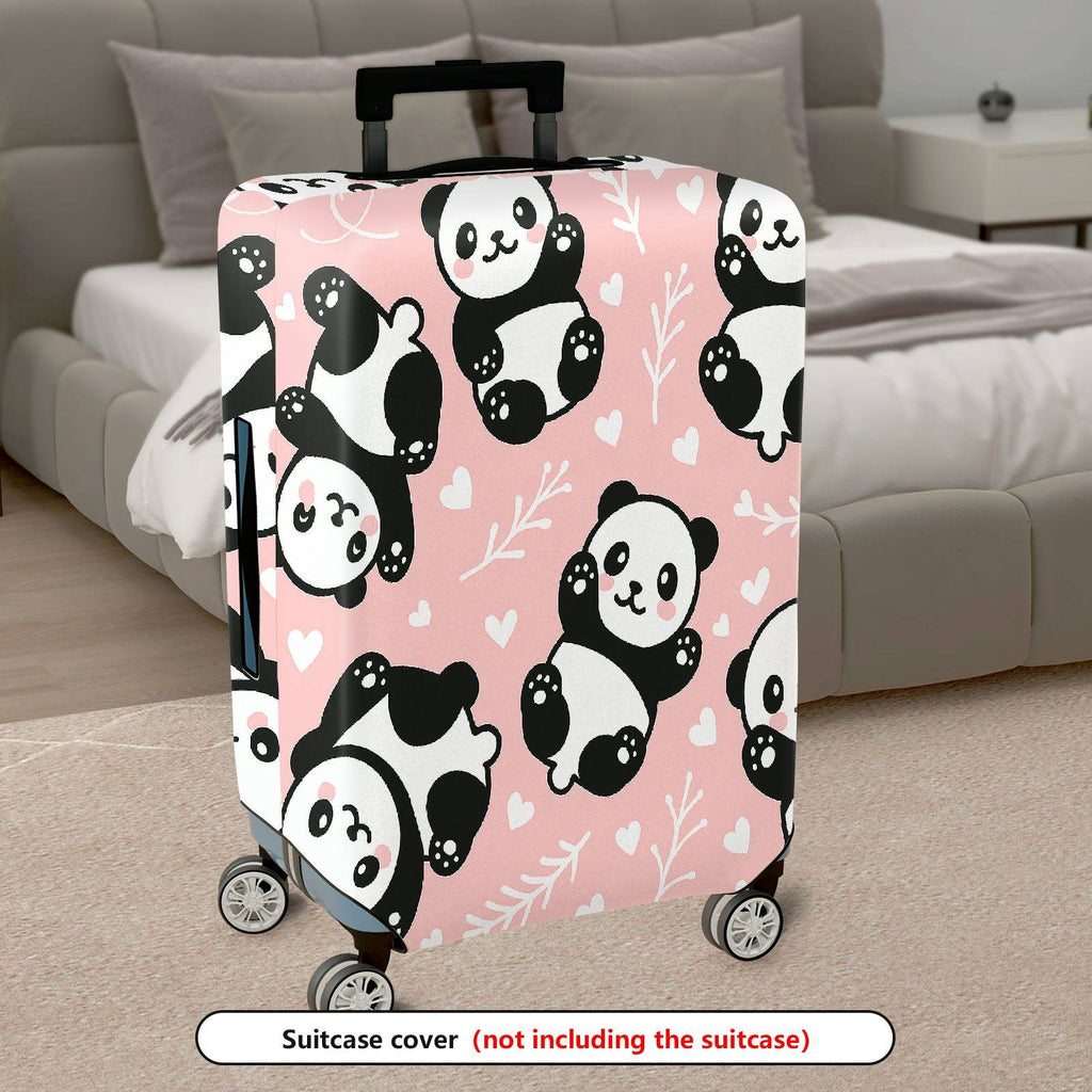 1-Piece Pink Cute Panda Heart Floral Pattern  Suitcase Luggage Cover, Stretch Protective Sleeve