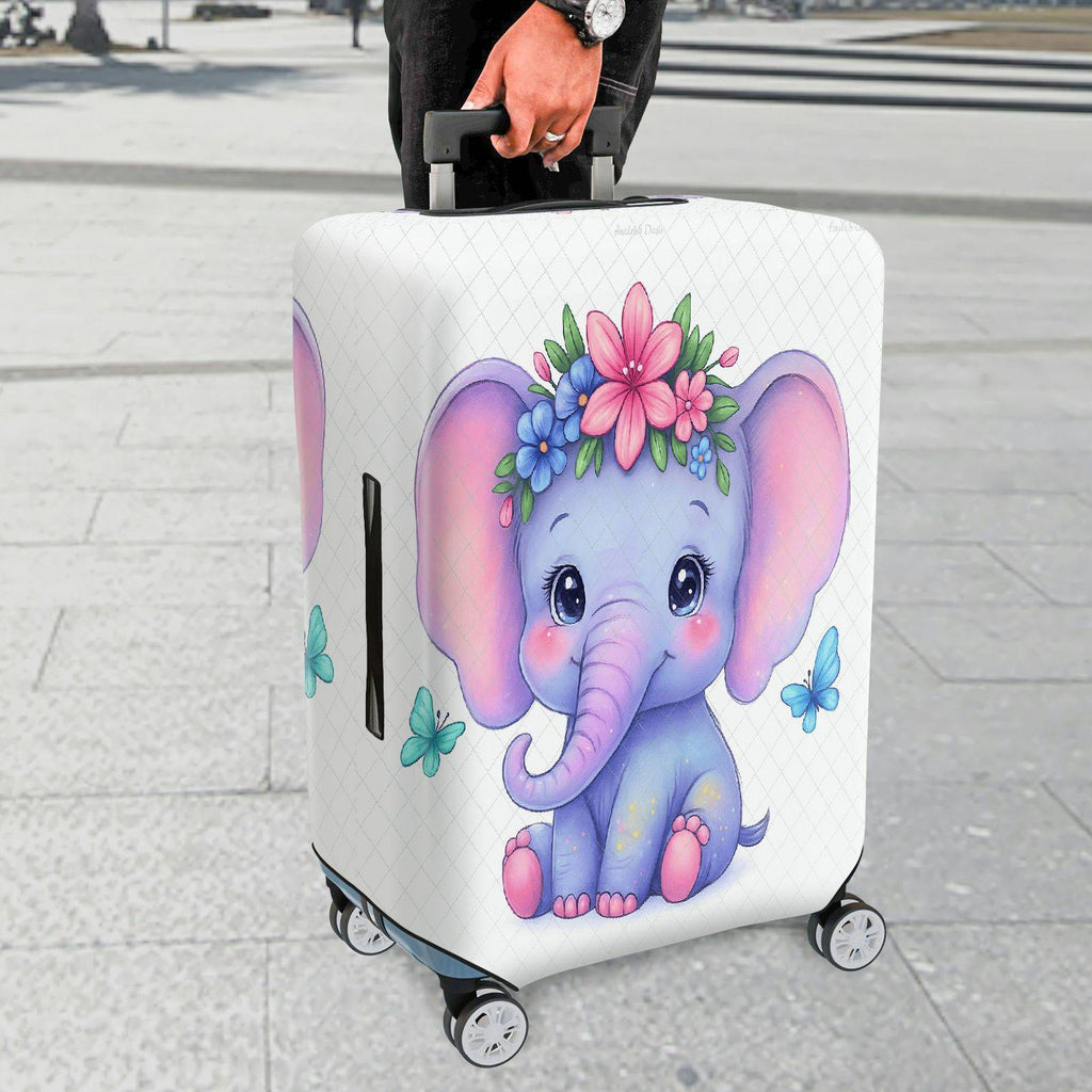 1-Piece Cute Elephant Flower Butterfly  Suitcase Luggage Cover, Stretch Protective Sleeve
