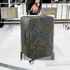 1-Piece Abstract Gold Line Geometric Modern Art  Suitcase Luggage Cover, Stretch Protective Sleeve