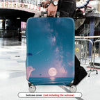 1-Piece Ocean Galaxy Dolphin Moon Night Sky Protector, Nautical theme, Holiday Suitable for  Suitcase Luggage Cover, Stretch Protective Sleeve