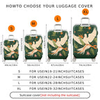 1-Piece Green Bird Star Floral Ribbon Leaf  Suitcase Luggage Cover, Stretch Protective Sleeve
