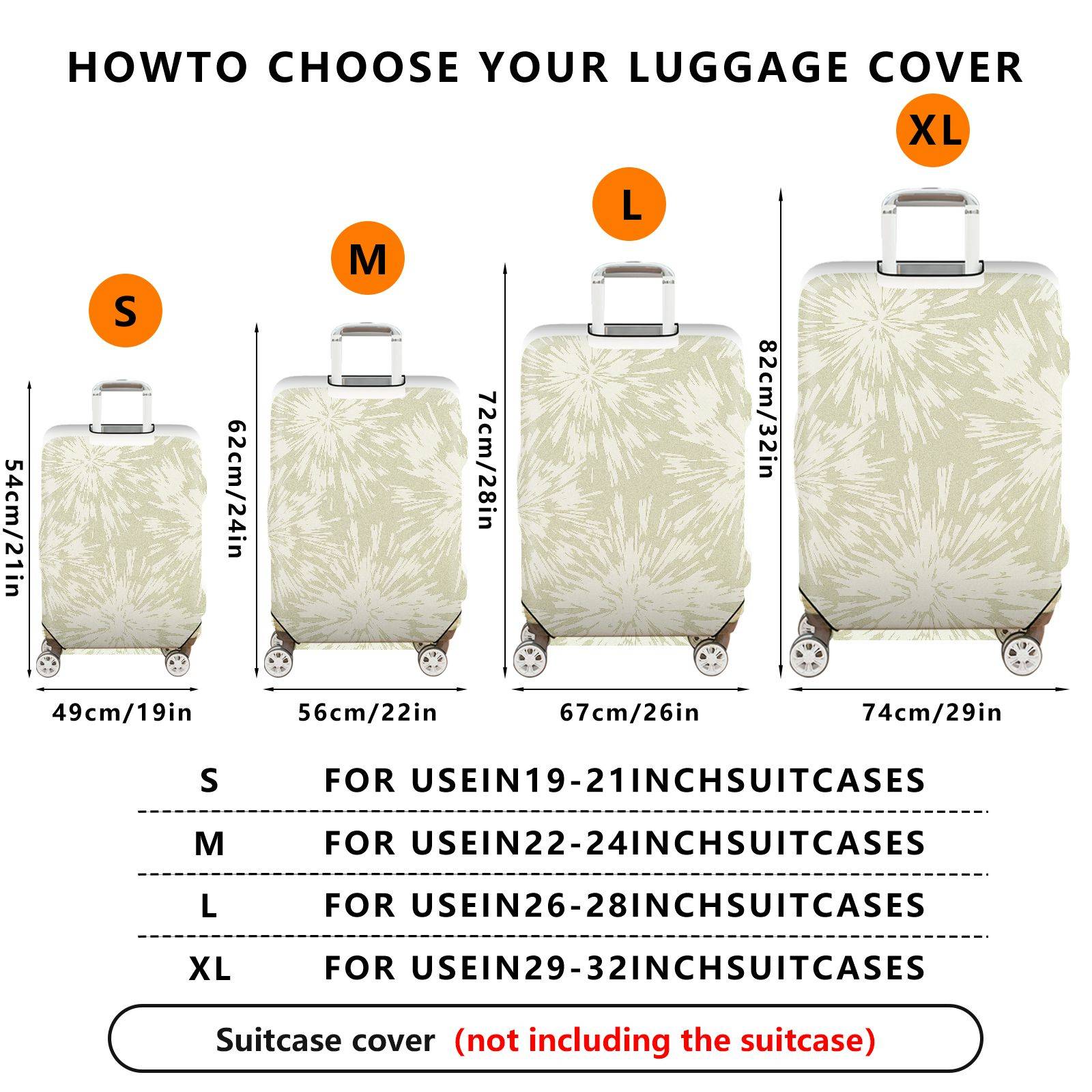 1-Piece Abstract Starburst Beige Pattern Decorative  Suitcase Luggage Cover, Stretch Protective Sleeve