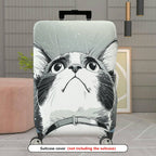 1-Piece Cute Cat Print Artistic Monochrome Stylish Graphic Unique  Suitcase Luggage Cover, Stretch Protective Sleeve