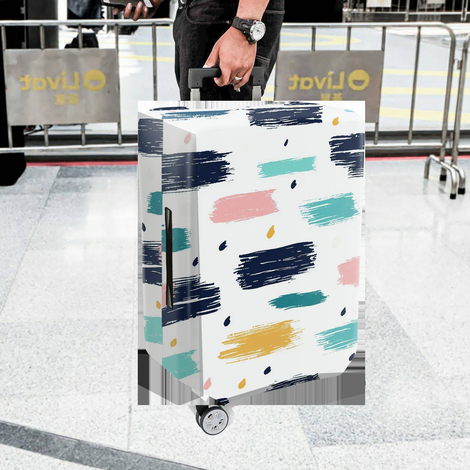 1-Piece Abstract Colorful Brushstroke Artistic Pattern  Suitcase Luggage Cover, Stretch Protective Sleeve