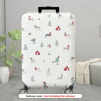 1-Piece Snowy Landscape Holiday Dog Winter Christmas Tree  Suitcase Luggage Cover, Stretch Protective Sleeve