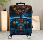 1-Piece Airplane Cockpit Night Sky Starry Universe Aerospace  Suitcase Luggage Cover, Stretch Protective Sleeve