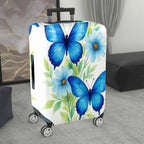 1-Piece Butterfly Floral Blue Leaves Daisy  Suitcase Luggage Cover, Stretch Protective Sleeve
