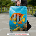 1-Piece Aquatic Fish Coral Ocean Scenic Vibrant  Suitcase Luggage Cover, Stretch Protective Sleeve