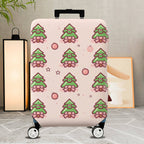 1-Piece Christmas Tree Pink Bow Cute Festive Holiday  Suitcase Luggage Cover, Stretch Protective Sleeve
