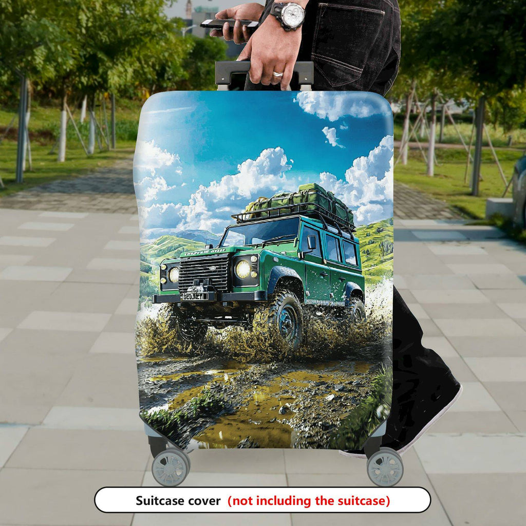 1-Piece Adventure Off-road Scenic Nature Travel Land Rover  Suitcase Luggage Cover, Stretch Protective Sleeve