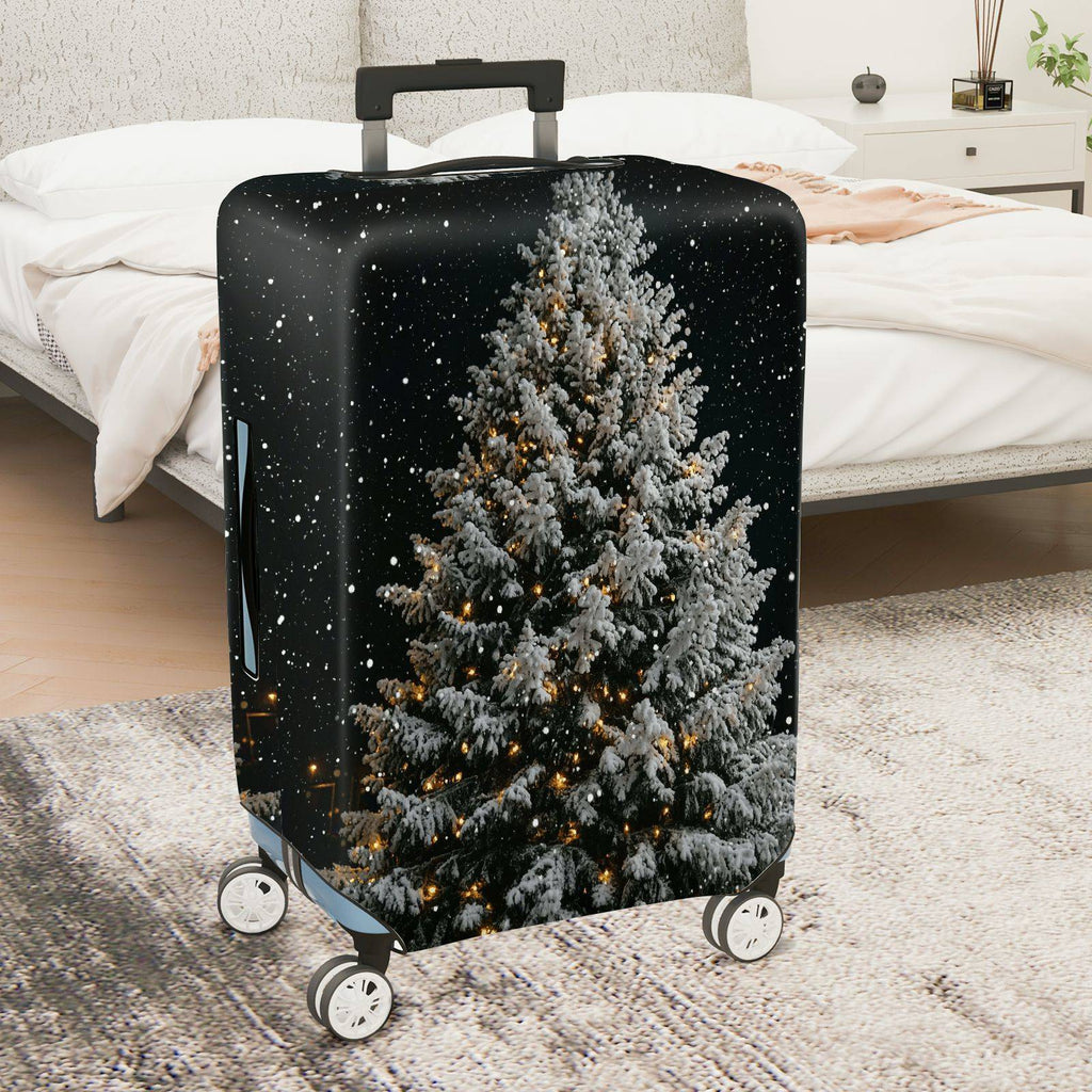 1-Piece Christmas Snow Tree Festive Winter Holiday  Suitcase Luggage Cover, Stretch Protective Sleeve
