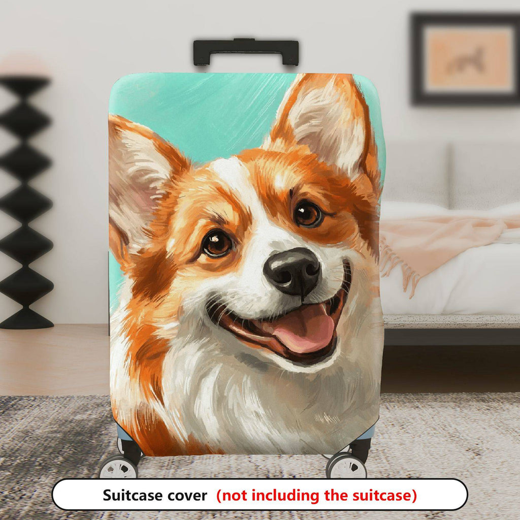 1-Piece Dog Corgi Cute Animal Art Pet  Suitcase Luggage Cover, Stretch Protective Sleeve
