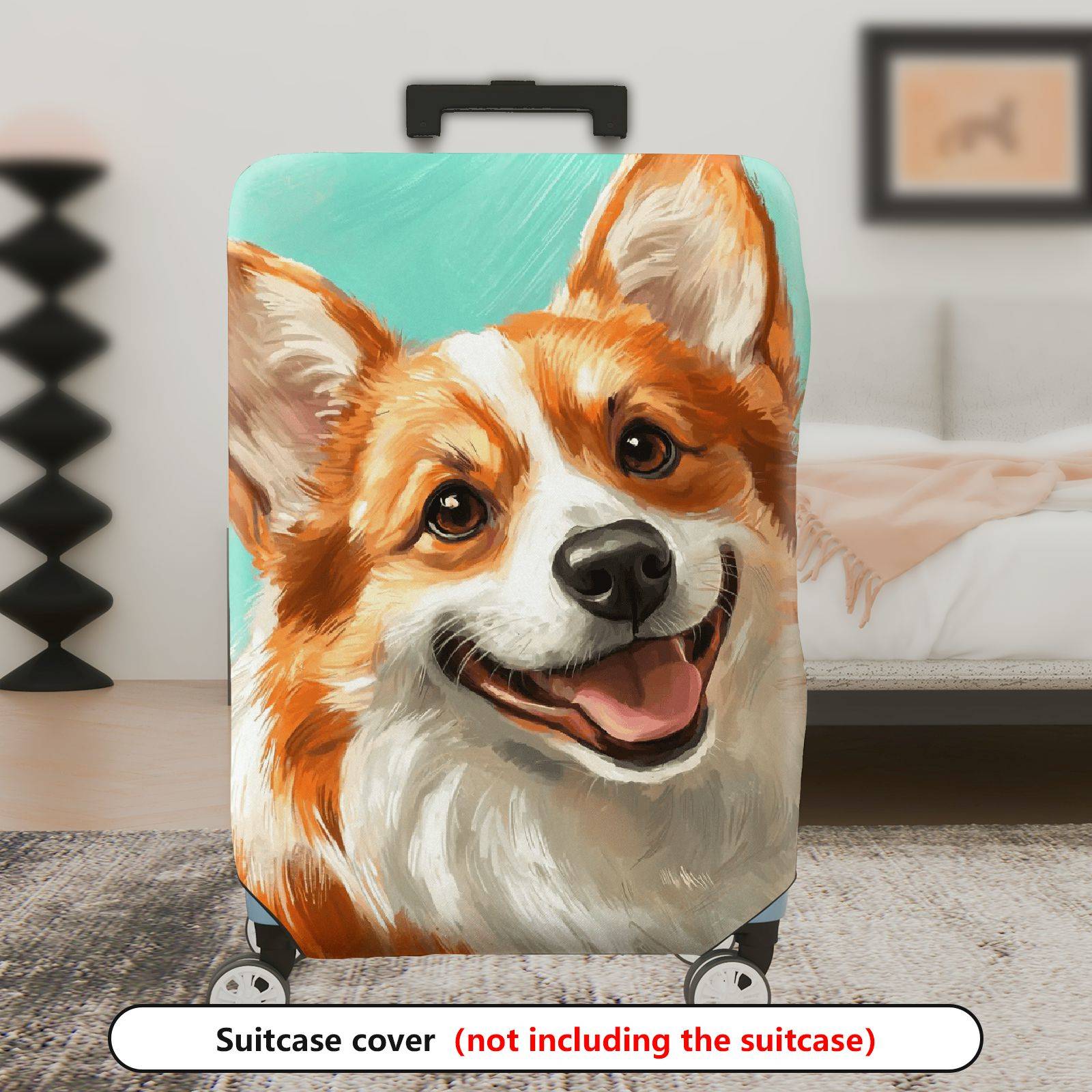 1-Piece Dog Corgi Cute Animal Art Pet  Suitcase Luggage Cover, Stretch Protective Sleeve