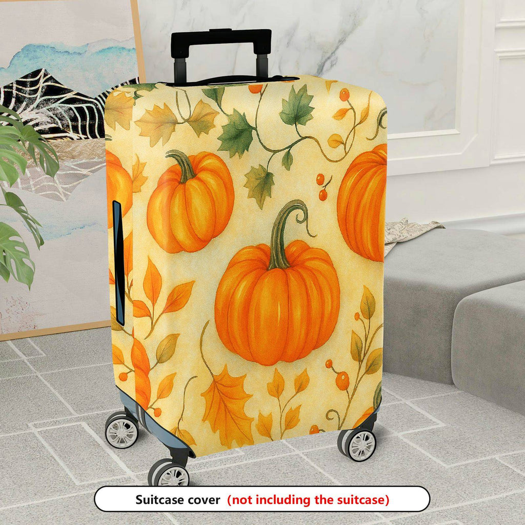 1-Piece Pumpkin Autumn Leaves Harvest Thanksgiving Holiday  Suitcase Luggage Cover, Stretch Protective Sleeve
