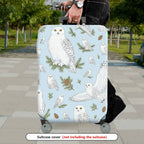 1-Piece Owl Pinecone Pattern Snow Landscape Winter Animal  Suitcase Luggage Cover, Stretch Protective Sleeve