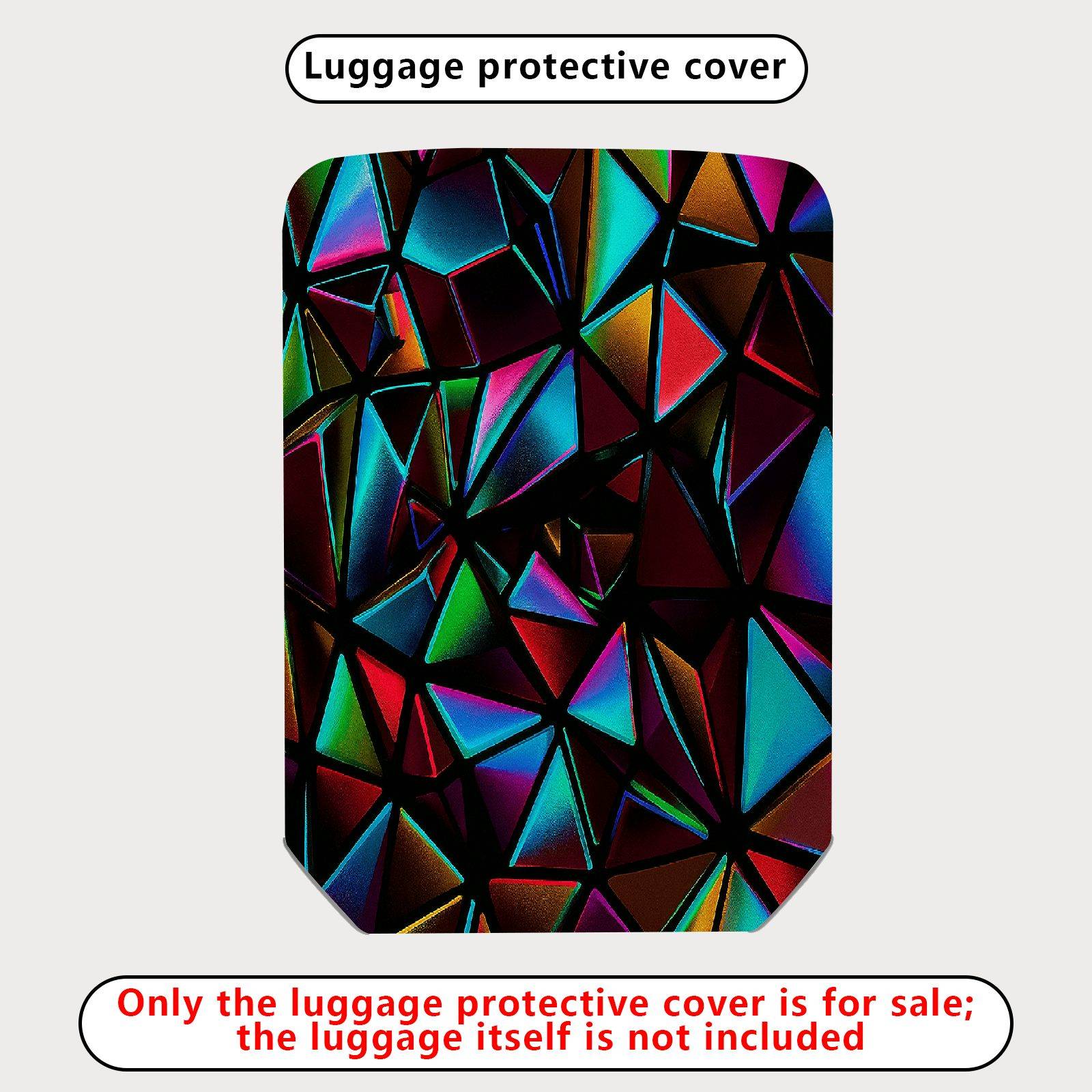1-Piece Abstract Geometric Vibrant Colorful Prism Modern  Suitcase Luggage Cover, Stretch Protective Sleeve