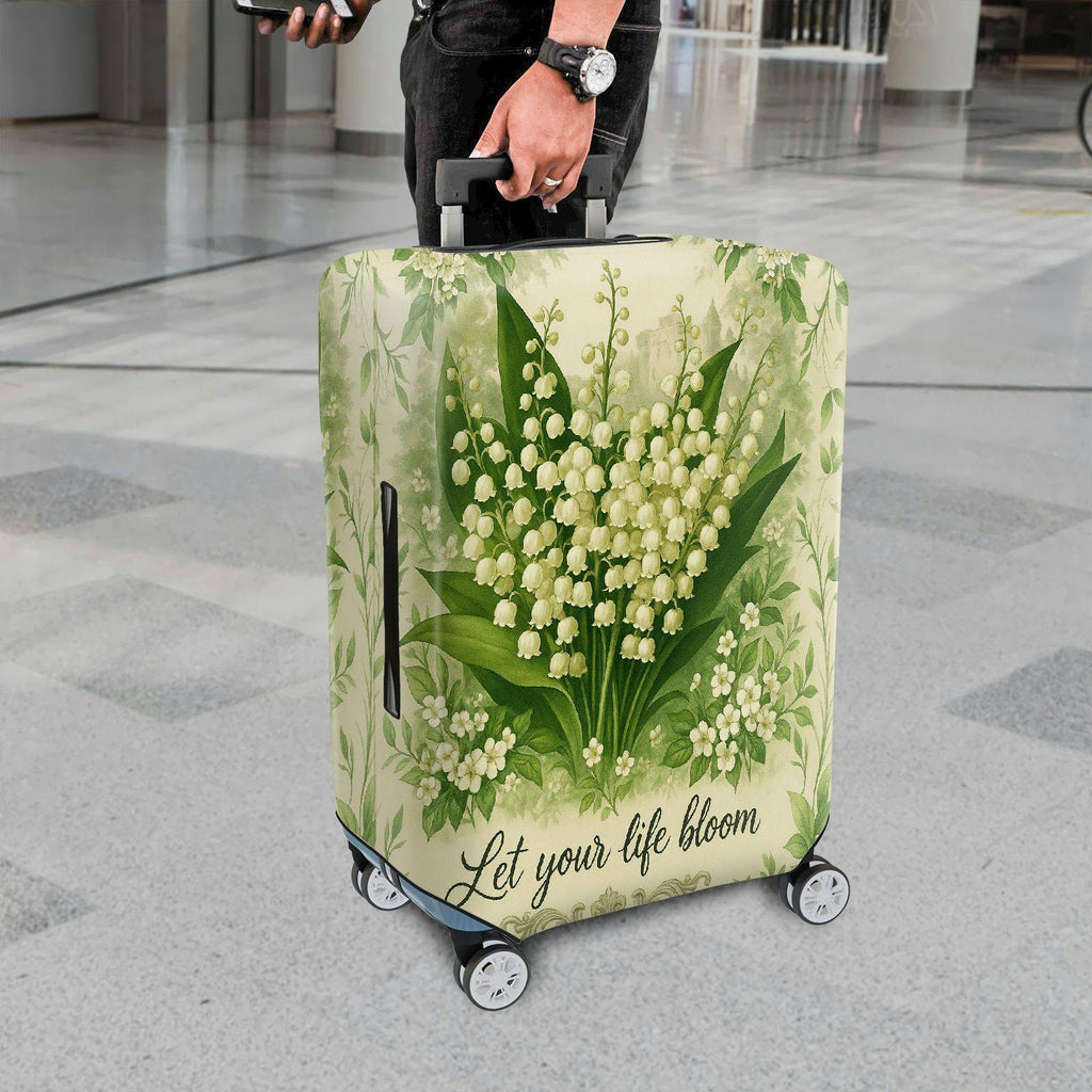 1-Piece Floral Blossom Green Nature Botanical Inspirational Quote  Suitcase Luggage Cover, Stretch Protective Sleeve