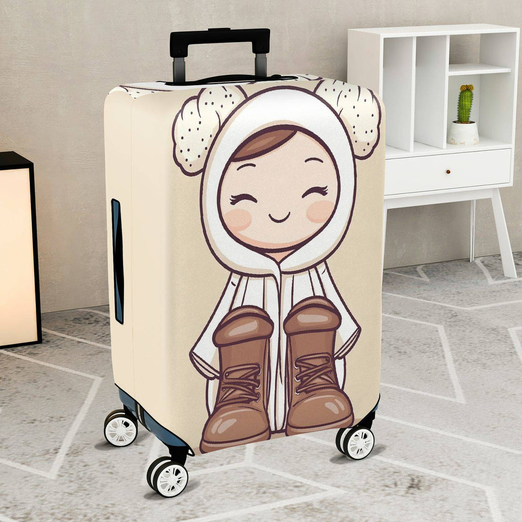 1-Piece Cute Lamb Hoodie Boots Smiling  Suitcase Luggage Cover, Stretch Protective Sleeve