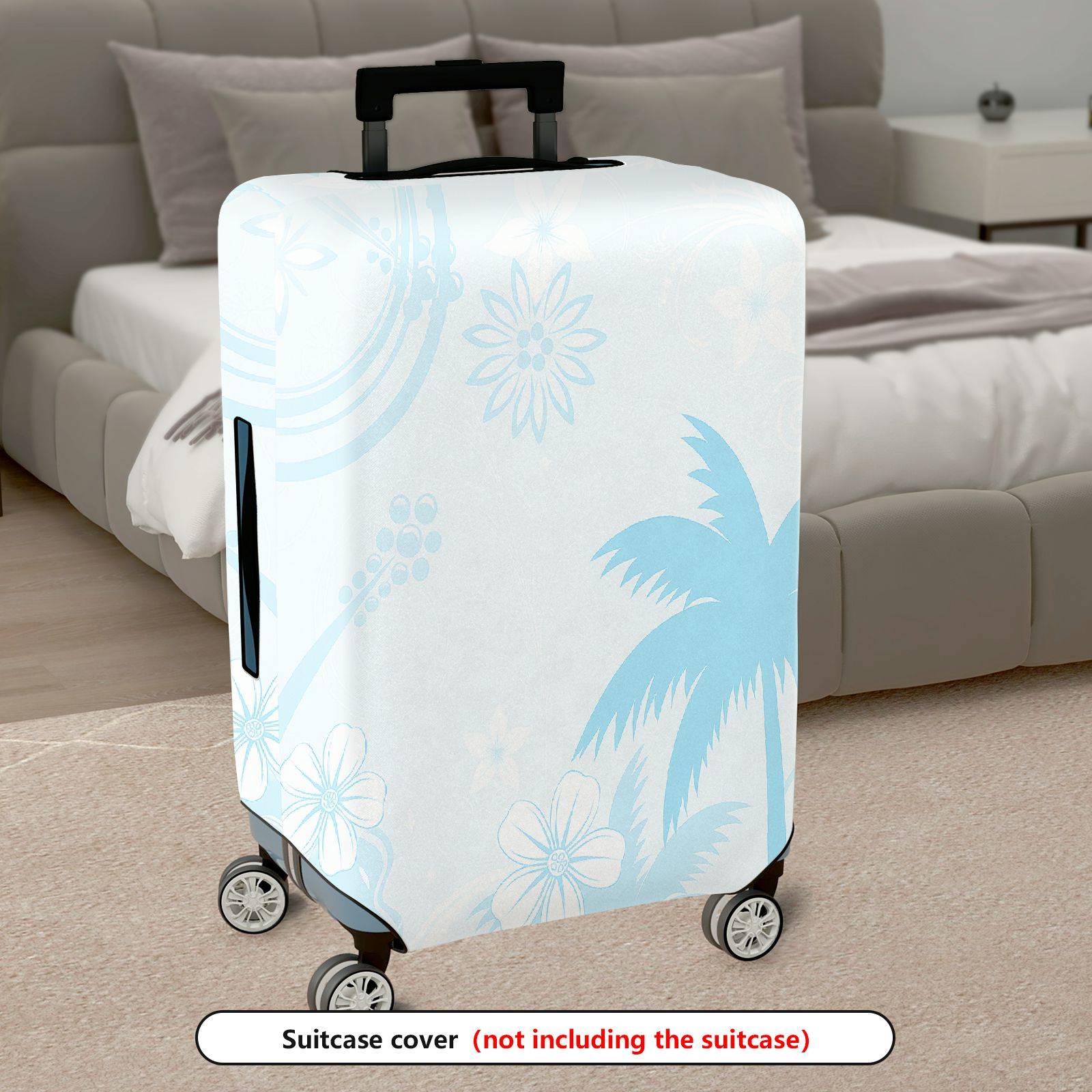 1-Piece Hawaiian Palm Beach Floral Music Landscape  Suitcase Luggage Cover, Stretch Protective Sleeve