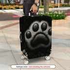 1-Piece Animal Paw Print Floral Black White  Suitcase Luggage Cover, Stretch Protective Sleeve
