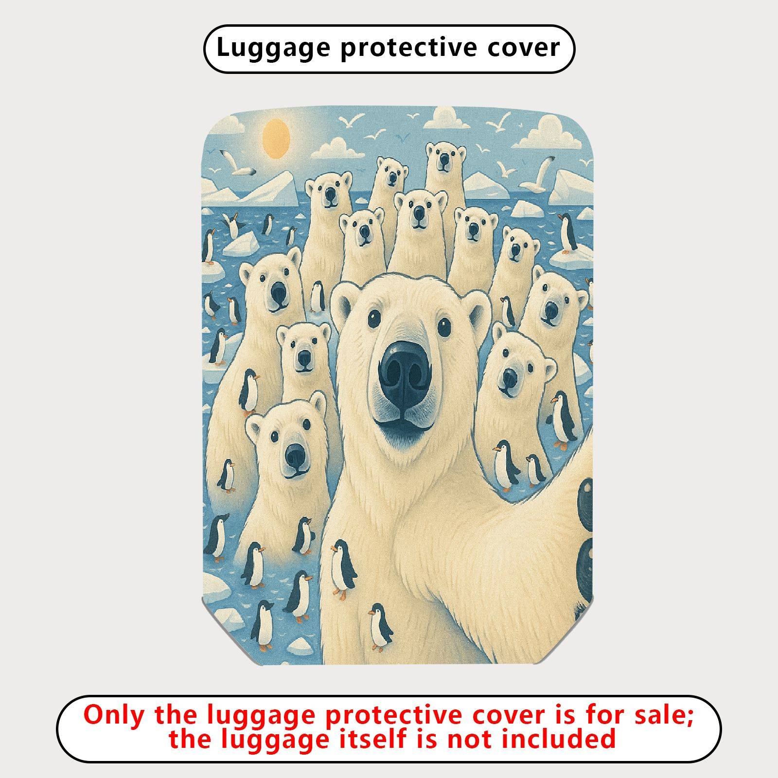 1-Piece Polar Bear Penguin Arctic Wildlife Nature Cute  Suitcase Luggage Cover, Stretch Protective Sleeve