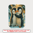 1-Piece Cute Penguin Winter Snow Love Friendship Hug  Suitcase Luggage Cover, Stretch Protective Sleeve