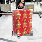 1-Piece Gingerbread King Christmas Holiday Festive Red  Suitcase Luggage Cover, Stretch Protective Sleeve