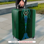1-Piece Fantasy Mermaid Mythical Green Floral Ornamental  Suitcase Luggage Cover, Stretch Protective Sleeve