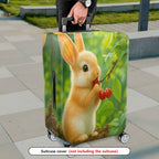 1-Piece Rabbit Cherry Green Nature Cute  Suitcase Luggage Cover, Stretch Protective Sleeve