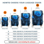 1-Piece Blue Rose Love Floral Art Pattern Letter  Suitcase Luggage Cover, Stretch Protective Sleeve