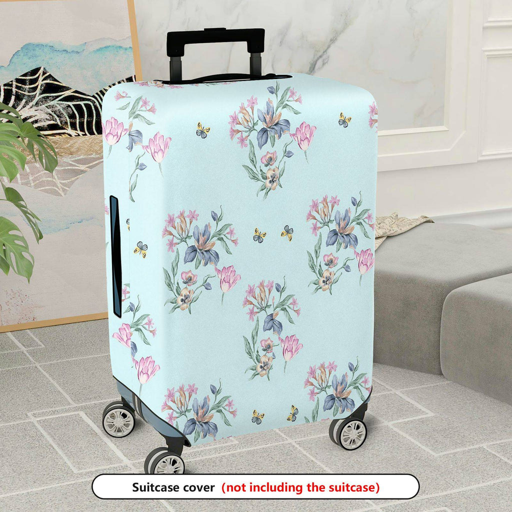 1-Piece Floral Butterfly Pastel Nature Travel Holiday  Suitcase Luggage Cover, Stretch Protective Sleeve