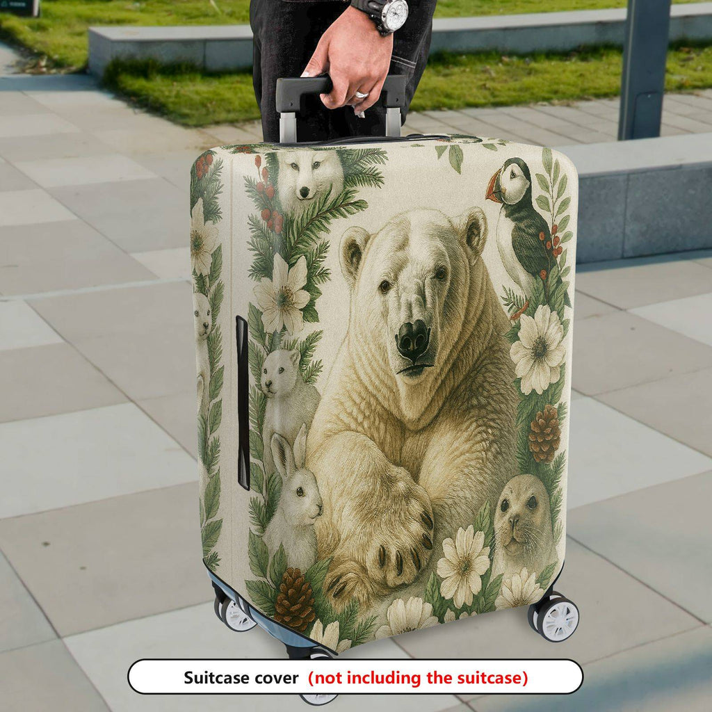 1-Piece Animal Forest Nature Floral Bear Scenic  Suitcase Luggage Cover, Stretch Protective Sleeve
