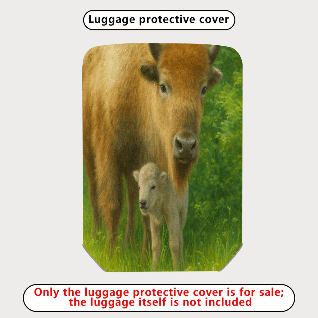 1-Piece Animal Nature Pastoral Green Buffalo Calf  Suitcase Luggage Cover, Stretch Protective Sleeve