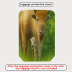 1-Piece Animal Nature Pastoral Green Buffalo Calf  Suitcase Luggage Cover, Stretch Protective Sleeve