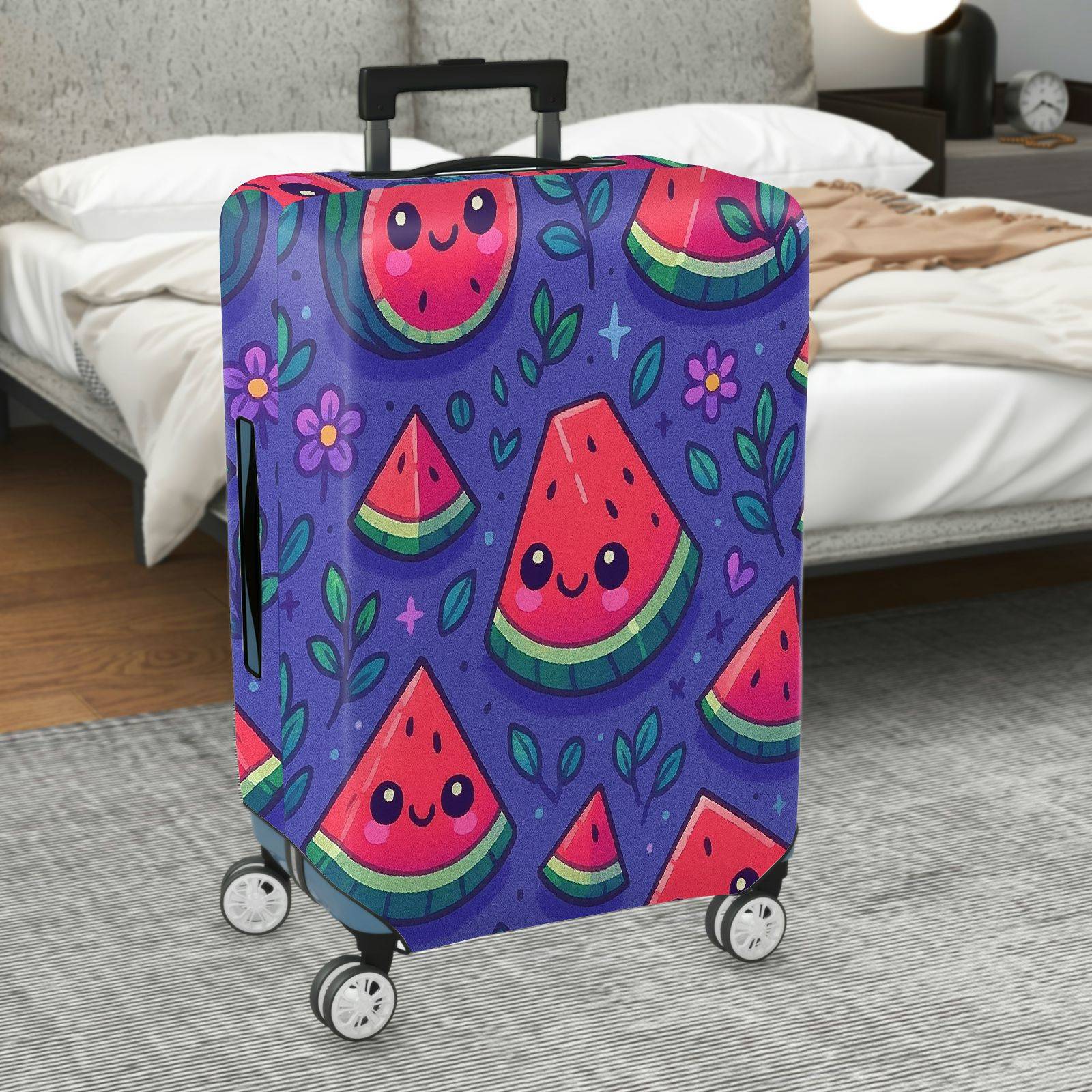 1-Piece Watermelon  Floral Colorful Fun  Suitcase Luggage Cover, Stretch Protective Sleeve