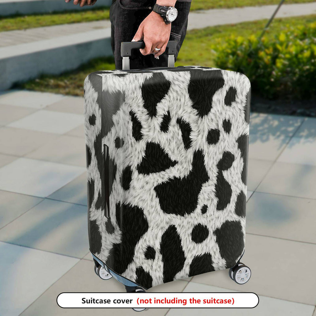 1-Piece Animal Print Black White Furry Cow Abstract  Suitcase Luggage Cover, Stretch Protective Sleeve