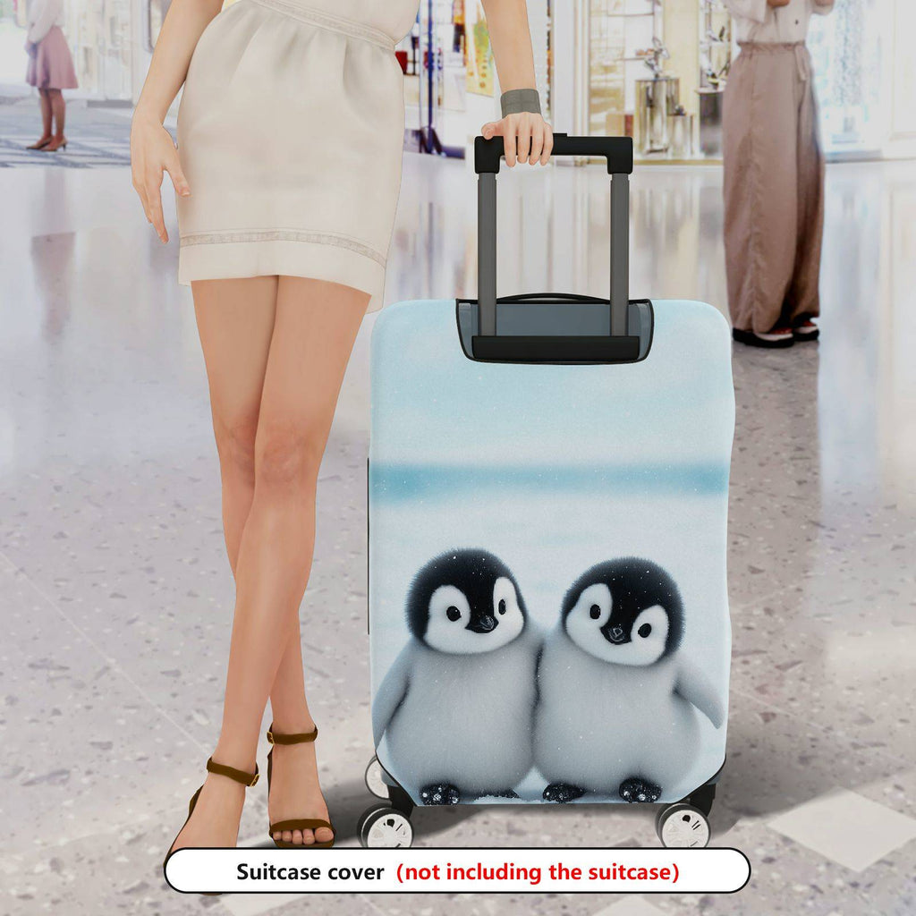 1-Piece Cute Adorable Winter Penguin Snow Friends  Suitcase Luggage Cover, Stretch Protective Sleeve