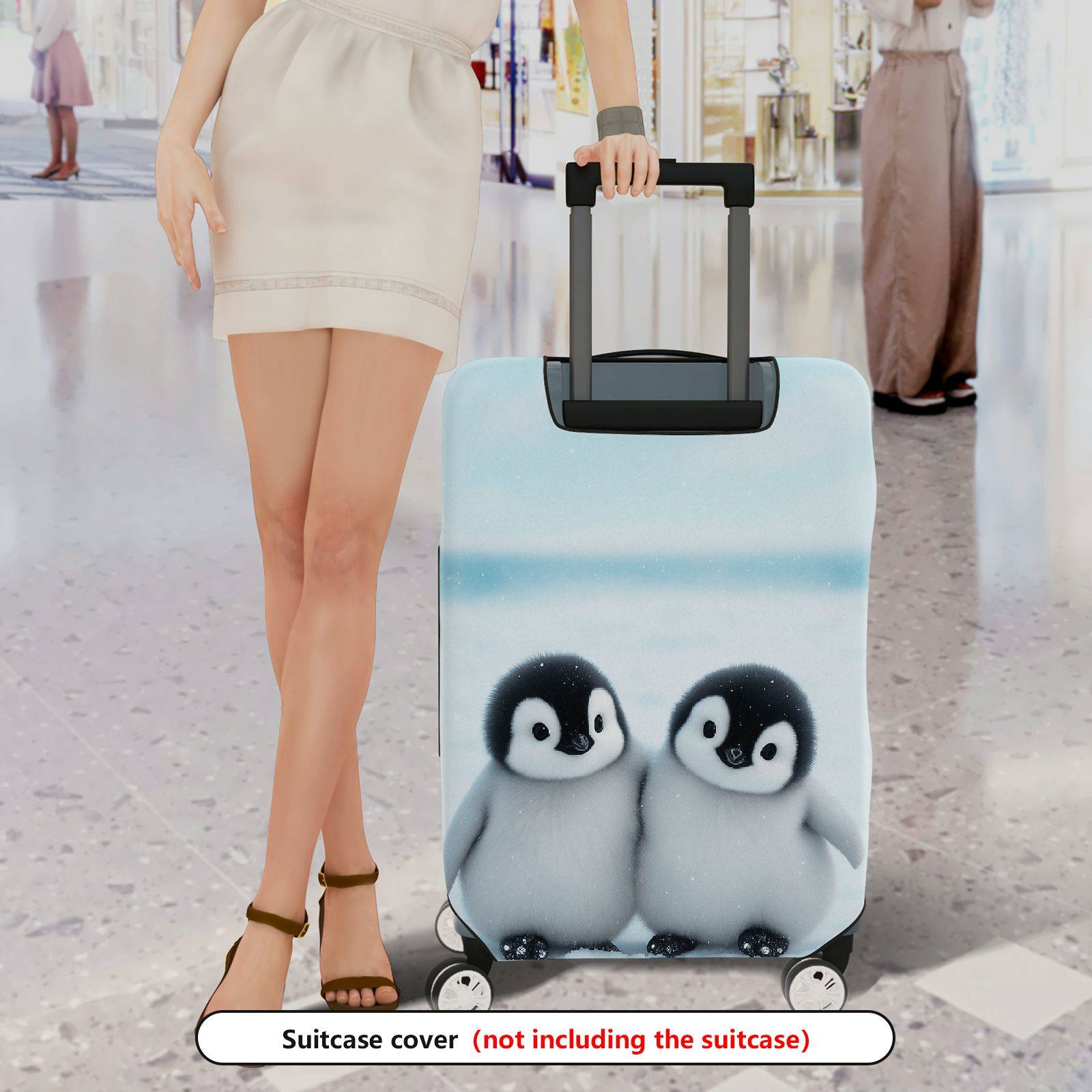 1-Piece Cute Adorable Winter Penguin Snow Friends  Suitcase Luggage Cover, Stretch Protective Sleeve