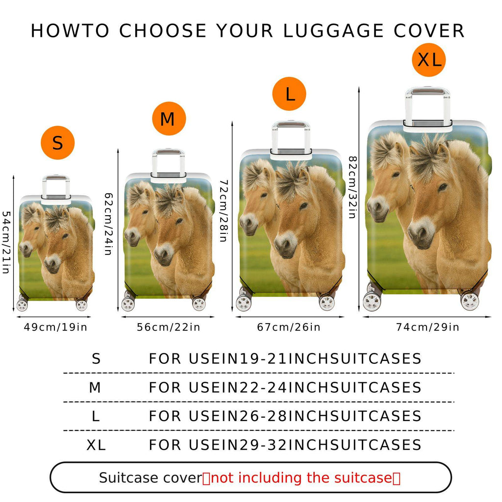 1-Piece Horse Nature Landscape Animal Wildlife Green  Suitcase Luggage Cover, Stretch Protective Sleeve