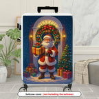 1-Piece Santa Claus Christmas Holiday Festive Winter Cheer  Suitcase Luggage Cover, Stretch Protective Sleeve