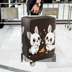 1-Piece Cute  Rabbit Hearts Carrot Dark Brown  Suitcase Luggage Cover, Stretch Protective Sleeve