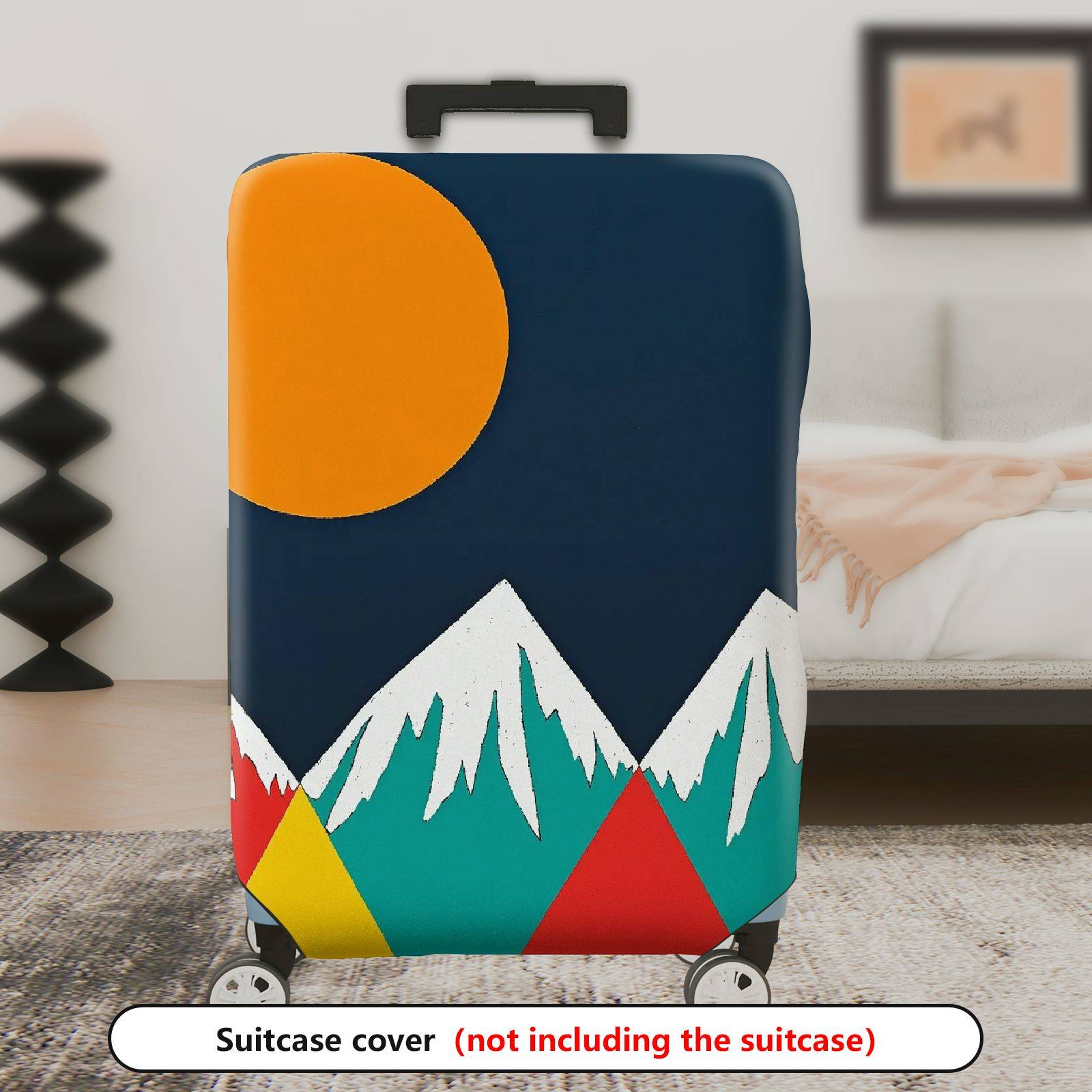 1-Piece Mountain Sunset Colorful Artistic Geometric Travel  Suitcase Luggage Cover, Stretch Protective Sleeve