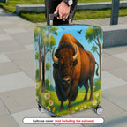 1-Piece Buffalo Prairie Nature Wildlife Bovidae Landscape  Suitcase Luggage Cover, Stretch Protective Sleeve